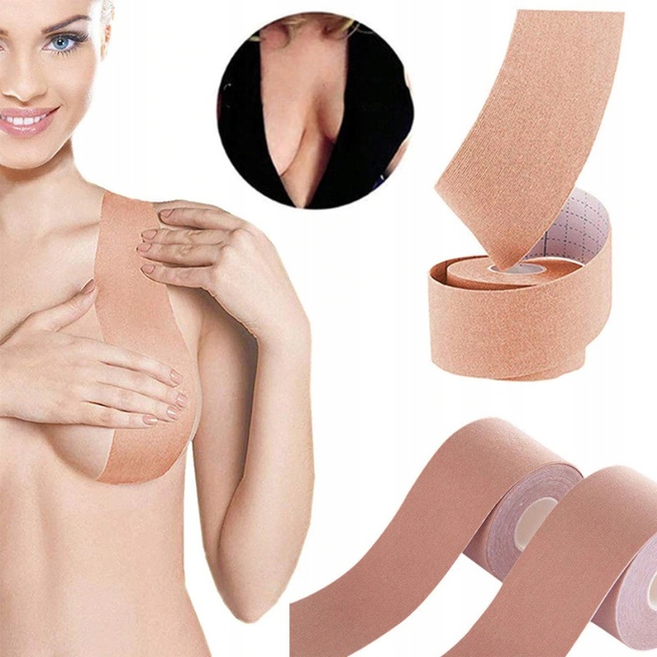 ORYGINALNA TAŚMA UNOSZĄCA BIUST MODELUJĄCA DEKOLT BOOB TAPE BEŻOWA 5 METRÓW