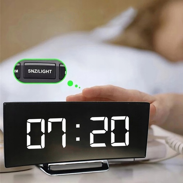 ZEGAR ELEKTRONICZNY BUDZIK LUSTRO STOJĄCY WYŚWIETLACZ LED TERMOMETR