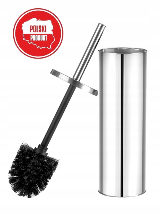 SZCZOTKA TOALETOWA WC STOJĄCA STALOWA SREBRNA antybakteryjna CHROM ZAMYKANA