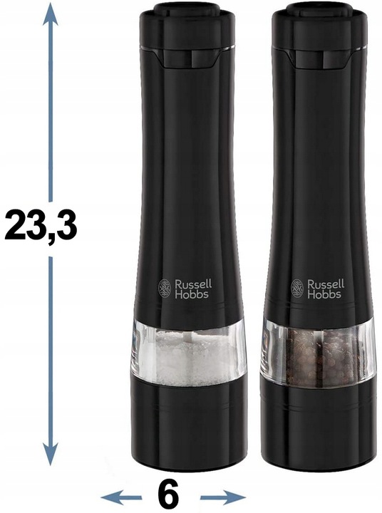 MŁYNKI DO SOLI I PIEPRZU ZESTAW RUSSELL HOBBS 28010-56 2 SZT czarny LED