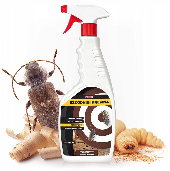 STRONG SILNY ŚRODEK NA KORNIKI KOŁATKI SPUSZCZELE PERMETRYNA SPRAY 450