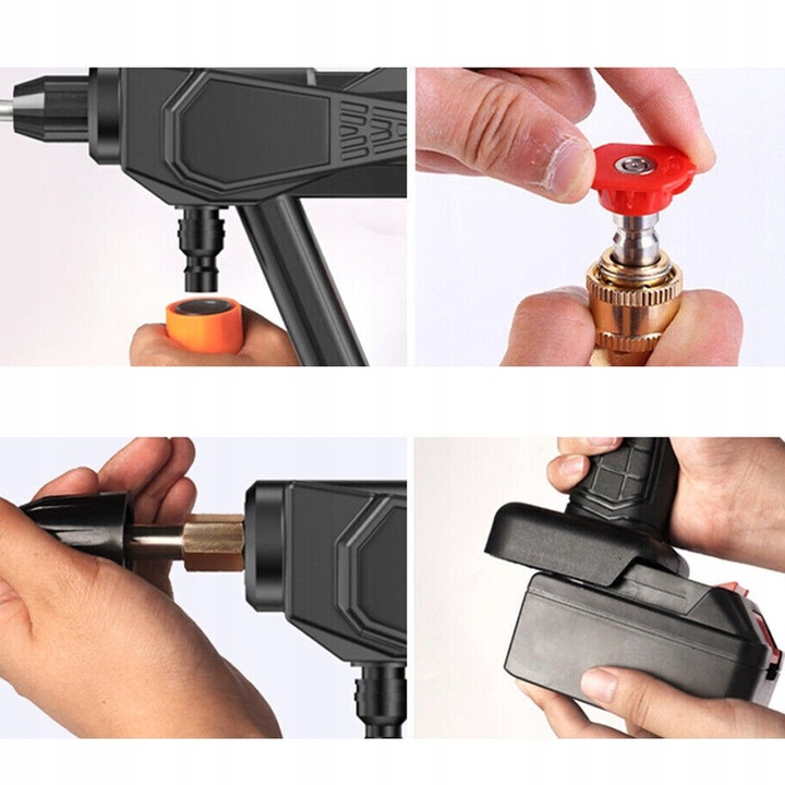 MYJKA CIŚNIENIOWA AKUMULATOROWA GOTOWY ZESTAW DO MYCIA + 2 X