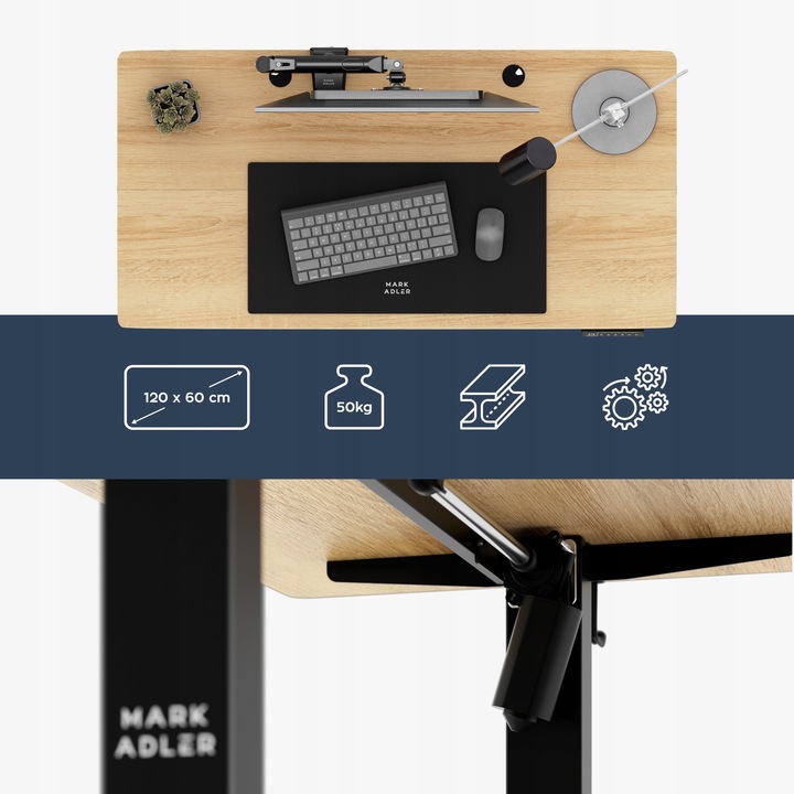 Biurko regulowane elektryczne MARK ADLER drewno dąb komputerowe 120x60