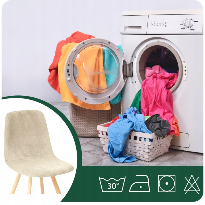 POKROWIEC NA KRZESŁO SKANDYNAWSKIE KASZMIROWY BEŻ WELUR ELASTYCZNY GRUBY