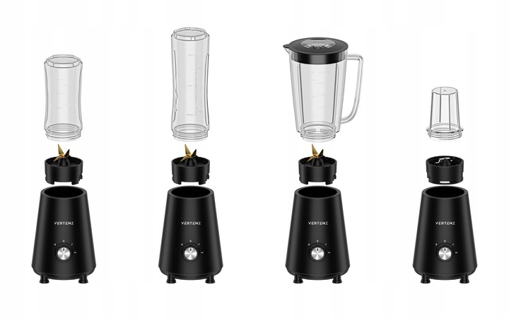 Blender Kielichowy VERTENZ mocny dwa bidony MIKSER 4w1 DO SMOOTHIE
