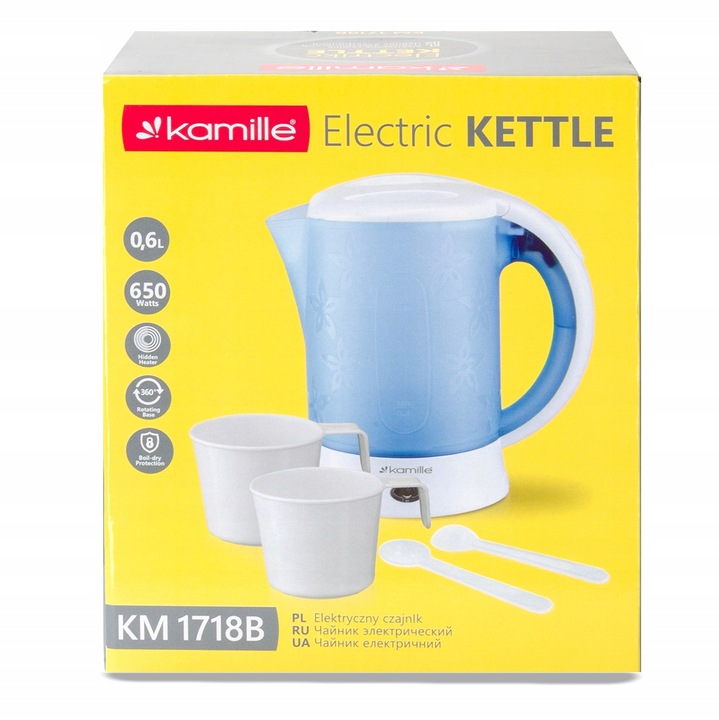 CZAJNIK ELEKTRYCZNY TURYSTYCZNY PRZENOŚNY MAŁY 0,6 L MOCNY 650 W