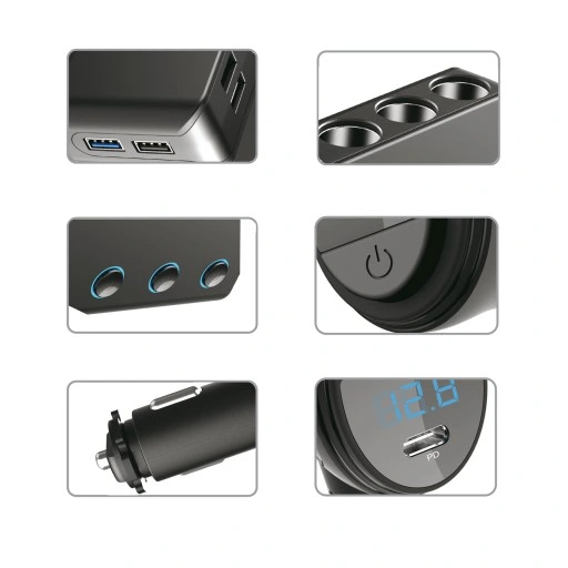 ROZDZIELACZ GNIAZDA ZAPALNICZKI 12-24V 4xUSB PD QC