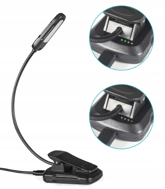 Lampka do czytania książek USB lampka nocna z klipsem zdrowa dla oczu 9 LED