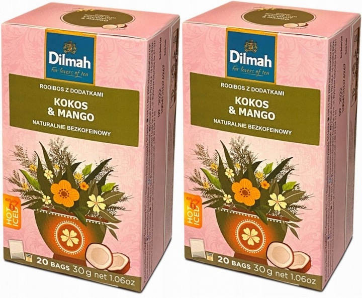 Herbata w torebkach Dilmah kokos i mango 40szt