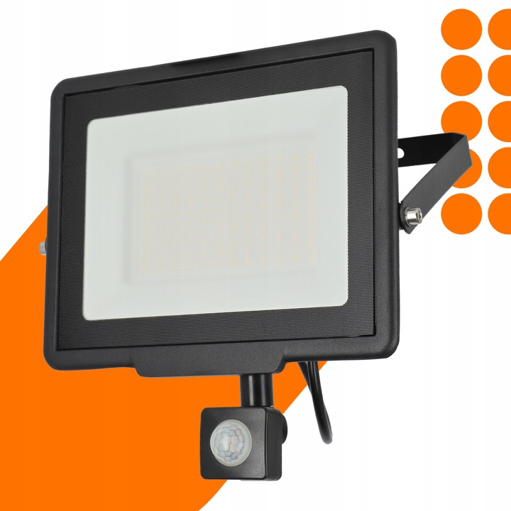 Naświetlacz LED Halogen 100W Reflektor Lampa Zewnętrzna Czujnik Ruchu