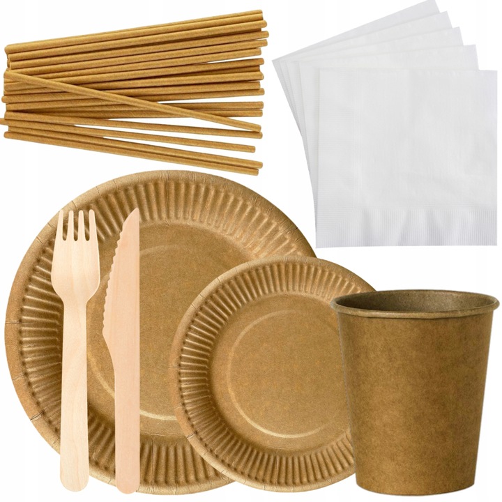 EKOLOGICZNY ZESTAW NACZYŃ JEDNORAZOWYCH DO GRILLA DLA 50 OSÓB – KRAFT