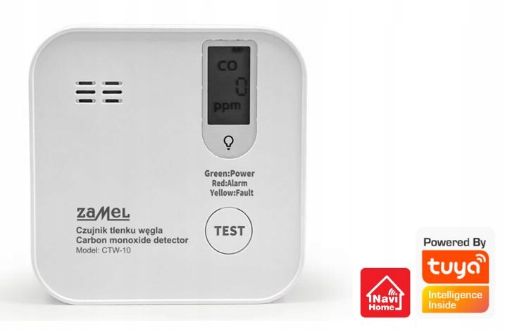 Czujnik detektor tlenku węgla czadu WiFi Aplikacja TUYA Zamel CTW-10
