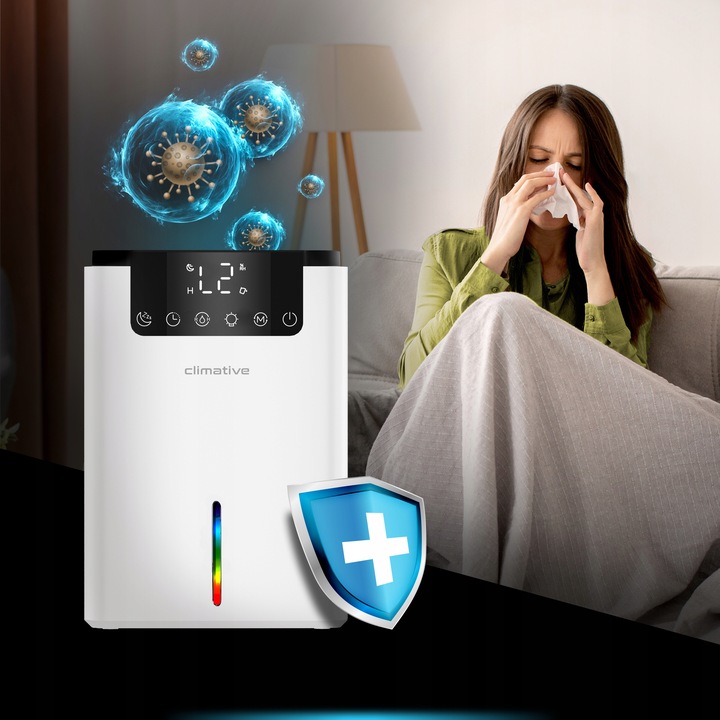 Cichy Pochłaniacz Wilgoci XXL Osuszacz Powietrza LUXE 2000ML LED+UV do domu