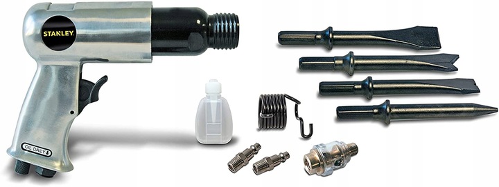 UDAROWY MŁOTEK PNEUMATYCZNY STANLEY IGŁOWY PIASKARKA + ZESTAW DŁUT