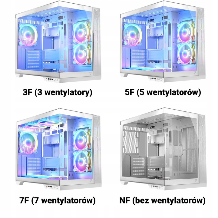 Gamingowa obudowa MODECOM VOLCANO PANORAMA APEX ARGB 5F MIDI biała, 5×went.