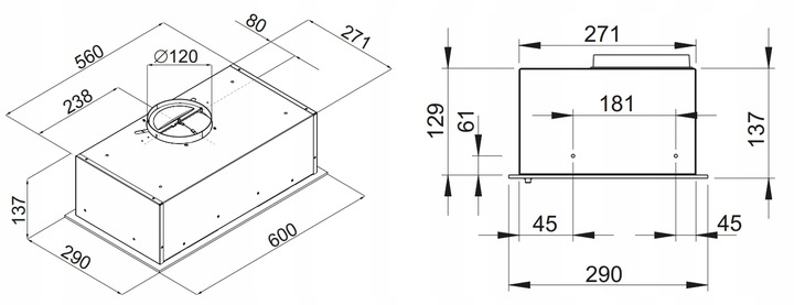 OKAP KUCHENNY CICHY KERNAU KBH0662B CZARNY 60 LED 110-180m³/h 53-63dB