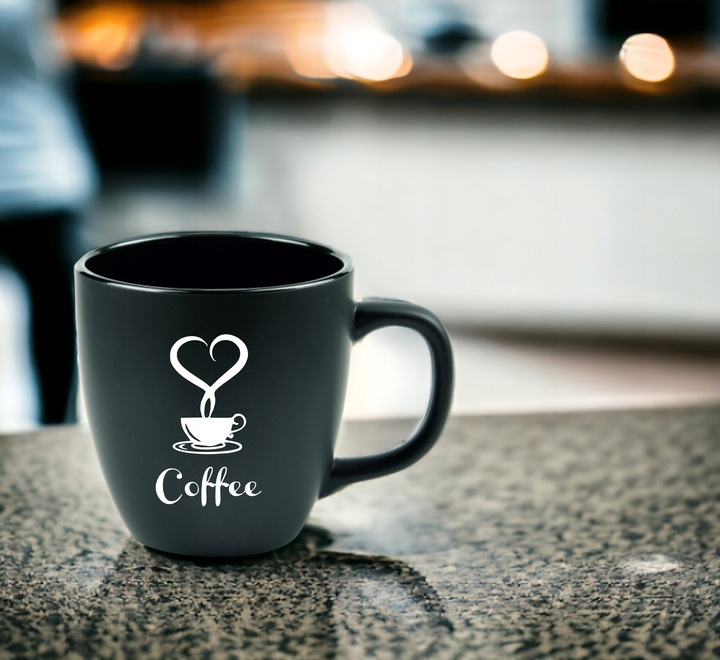 B.DUŻY KUBEK CZARNY MATOWY Z WŁASNYM NADRUKIEM DO KAWY NA PREZENT