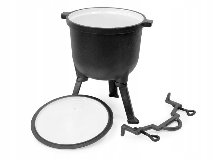 Kociołek ŻELIWNY emaliowany 10L Meyerhoff + GRATIS ŁYŻKA PRAŻONE