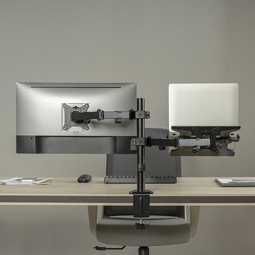 UCHWYT DO MONITORA I LAPTOPA UNIWERSALNY BIURKOWY REGULOWANY OBROTOWY