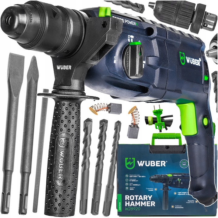 MŁOTOWIERTARKA UDAROWA 4000BPM 4J WIERTARKA 2500W 230V SDS+SAMOZACISK