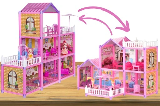 DOMEK DLA LALEK 2 LALKI MEBLE 129 ELEMENTÓW DUŻY