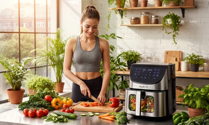 FRYTKOWNICA BEZTŁUSZCZOWA AIR FRYER 8L DUŻA FRYTOWNICA 2000W 14