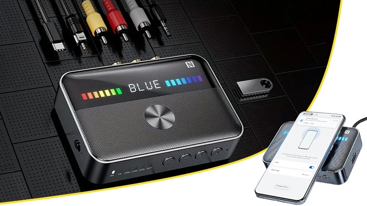 ADAPTER TRANSMITER BLUETOOTH ODBIORNIK NADAJNIK BT 5.3 AUX RCA NFC