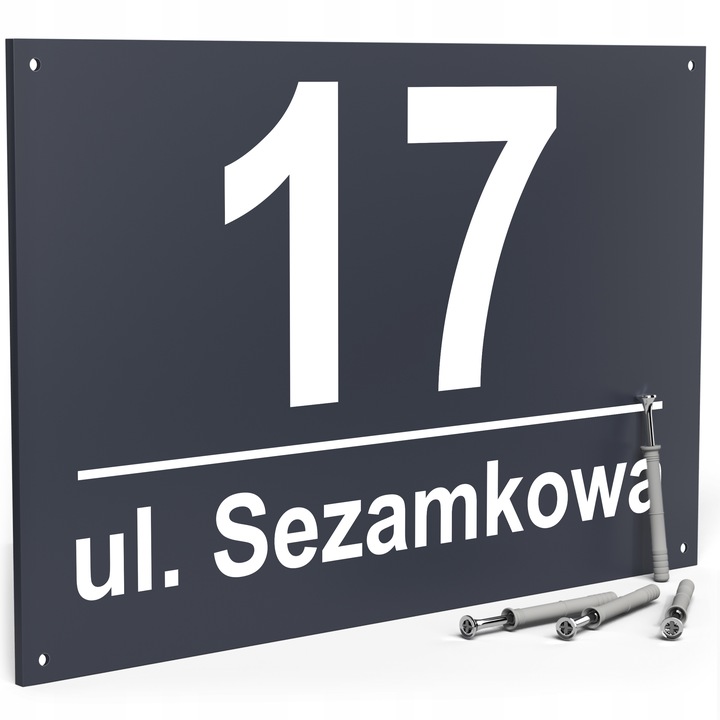 NUMER DOMU numer na dom TABLICZKA ADRESOWA Z NUMEREM DOMU antracyt + KOŁKI