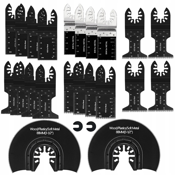 Brzeszczoty oscylacyjne 24szt do narzędzia wielofunkcyjnego drewno