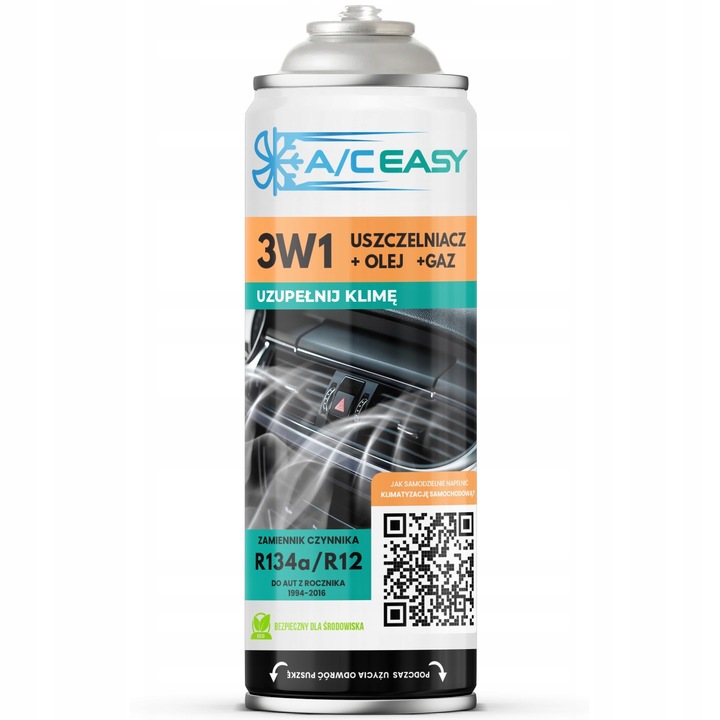 A/C EASY GAZ DO KLIMATYZACJI AUT R134a/R12 CZYNNIK +USZCZELNIACZ +OLEJ 3W1