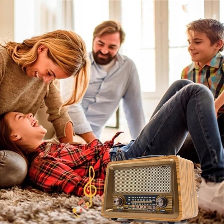 RETRO RADIO SIECIOWO BATRYJNE PRZENOŚNE BLUETOOTH AKUMULATOROWE FM AM