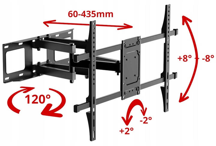 UCHWYT DO TELEWIZORA 32-85 CALI obrotowy EXTRA MOCNY DO 60KG wieszak TV hak