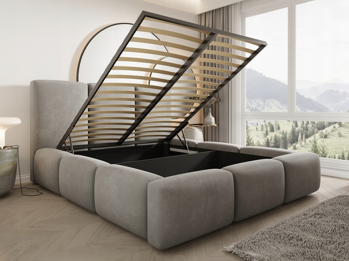 Łóżko Tapicerowane Bubble 180x200 z Pojemnikiem Stelaż Podnoszony