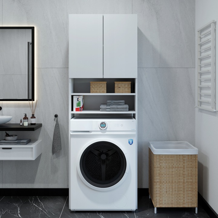 REGAŁ ŁAZIENKOWY SZAFKA NAD PRALKE BIAŁY 4 PÓŁKI