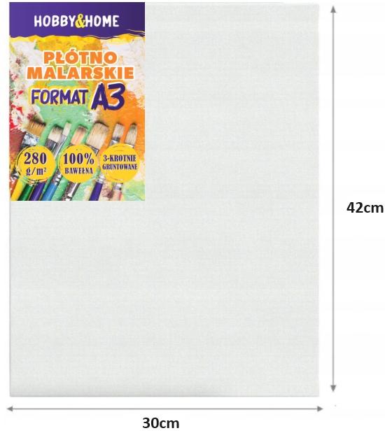 PŁÓTNO MALARSKIE DO MALOWANIA A3 PROFESJONALNE PODOBRAZIE ZESTAW 3szt
