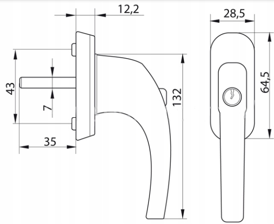 KLAMKA DO OKNA OKIENNA Z KLUCZYKIEM NA KLUCZ ZAMKIEM ZABEZPIECZENIEM