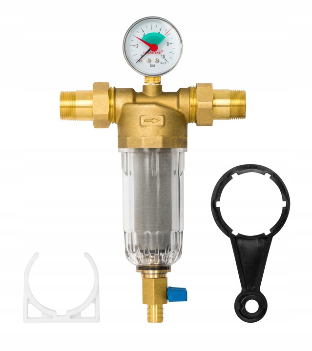FILTR MECHANICZNY DO WODY SAMOCZYSZCZĄCY Z MANOMETREM DN25 1 CAL KOMPLET