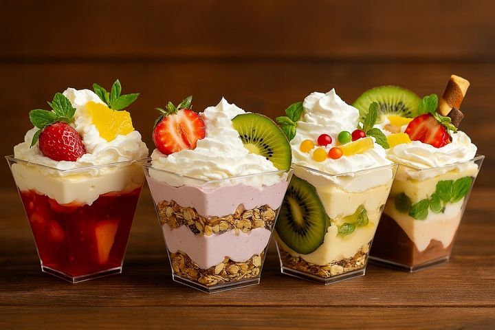 Pucharki Kwadratowe do Deserów 120ml 50szt na Przekąski Desery Pojemniki