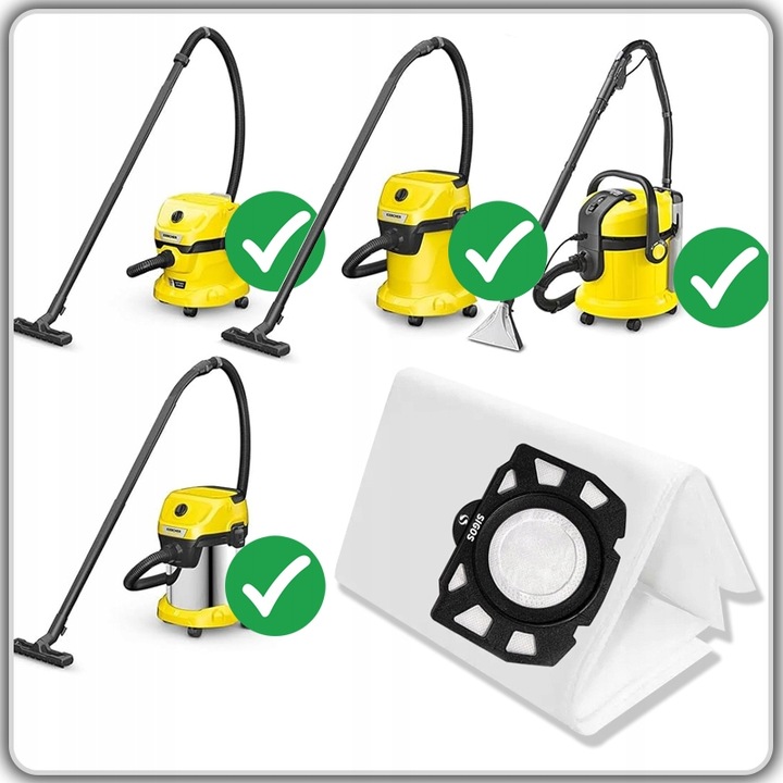 10x WOREK WORKI do ODKURZACZA KARCHER WD4 WD5 WD6 MV4 MV5 MV6 + FLITR PURE