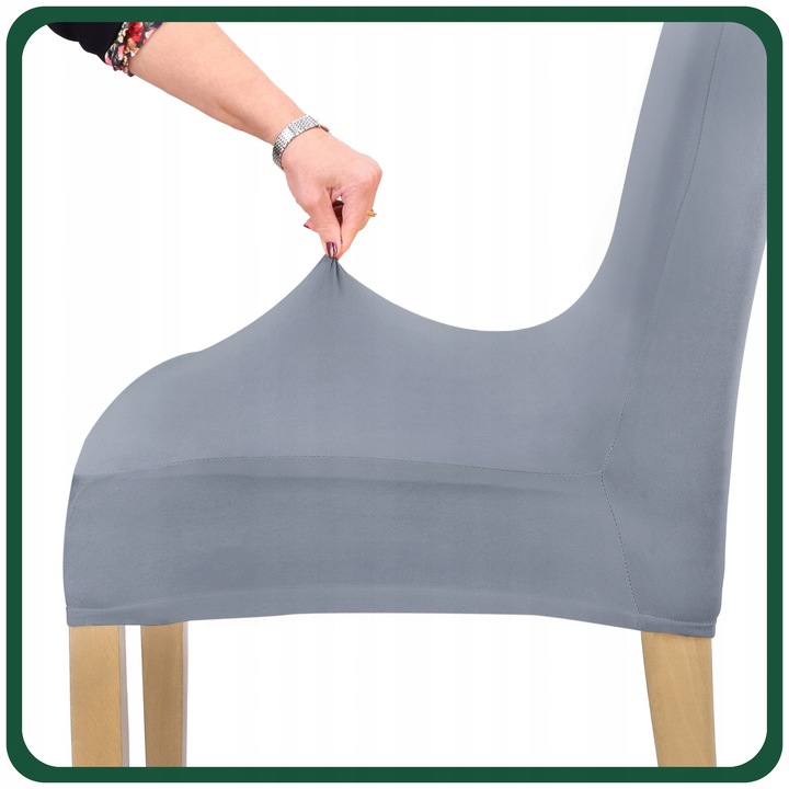 Zestaw 6 SZT POKROWCE NA KRZESŁA Pokrowiec Krzesło SZARY Elastyczny Gruby