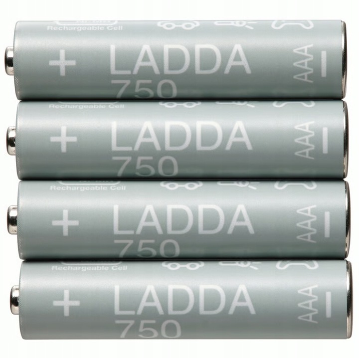 IKEA LADDA Akumulatorek do ładowania, HR03 AAA 1.2V, 750mAh 4 szt.