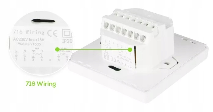 CZARNY TERMOSTAT POKOJOWY PANEL LCD 16A WIFI TUYA OGRZEWANIE PODŁOGOWE