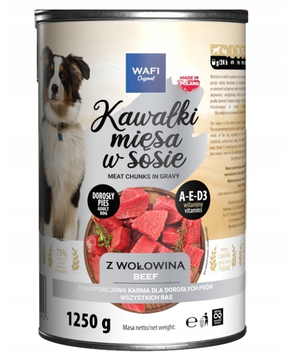 WAFI KARMA MOKRA DLA PSA KAWAŁKI W SOSIE MIX SMAKÓW 12X1250G PUSZKA