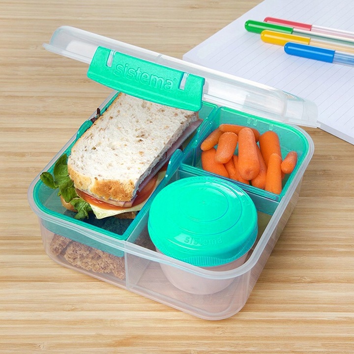 ŚNIADANIÓWKA SISTEMA LUNCHBOX POJEMNIK BOX BENTO 1250 ml Z PRZEGRÓDKAMI SOS