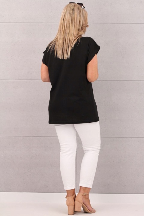 TSHIRT OVERSIZE BAWEŁNIANY DUŻE ROZMIARY LUŹNY KRÓTKI RĘKAW BLUZKA NA LATO