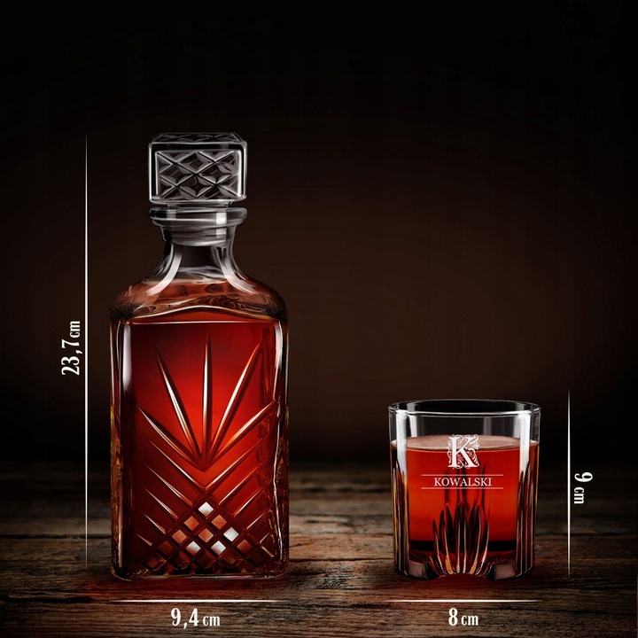Karafka 6 Szklanek Zestaw do Whisky z Grawerem Prezent na Urodziny Imieniny