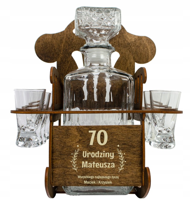 FOTEL BUJANY KARAFKA KIELISZKI PREZENT NA URODZINY DLA EMERYTA