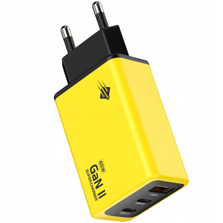 Szybka ładowarka sieciowa GaN II 65W 3A QC 3.0 2x USB C + 1x USB A