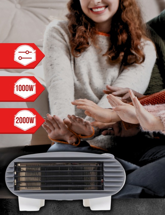 Grzejnik elektryczny Cicha Farelka Mocny Termowentylator 2000W Termostat