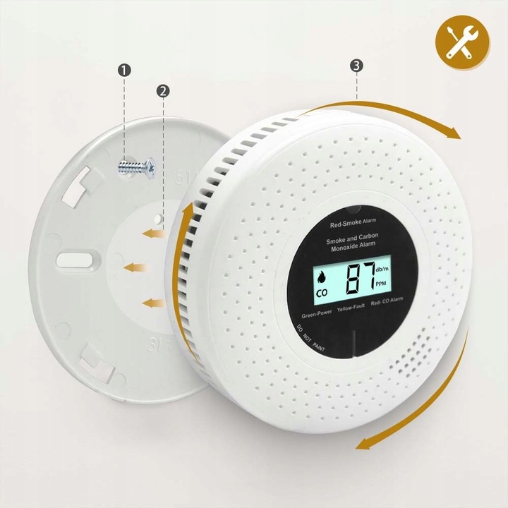 Czujnik detektor czadu i dymu tlenku węgla CO lcd